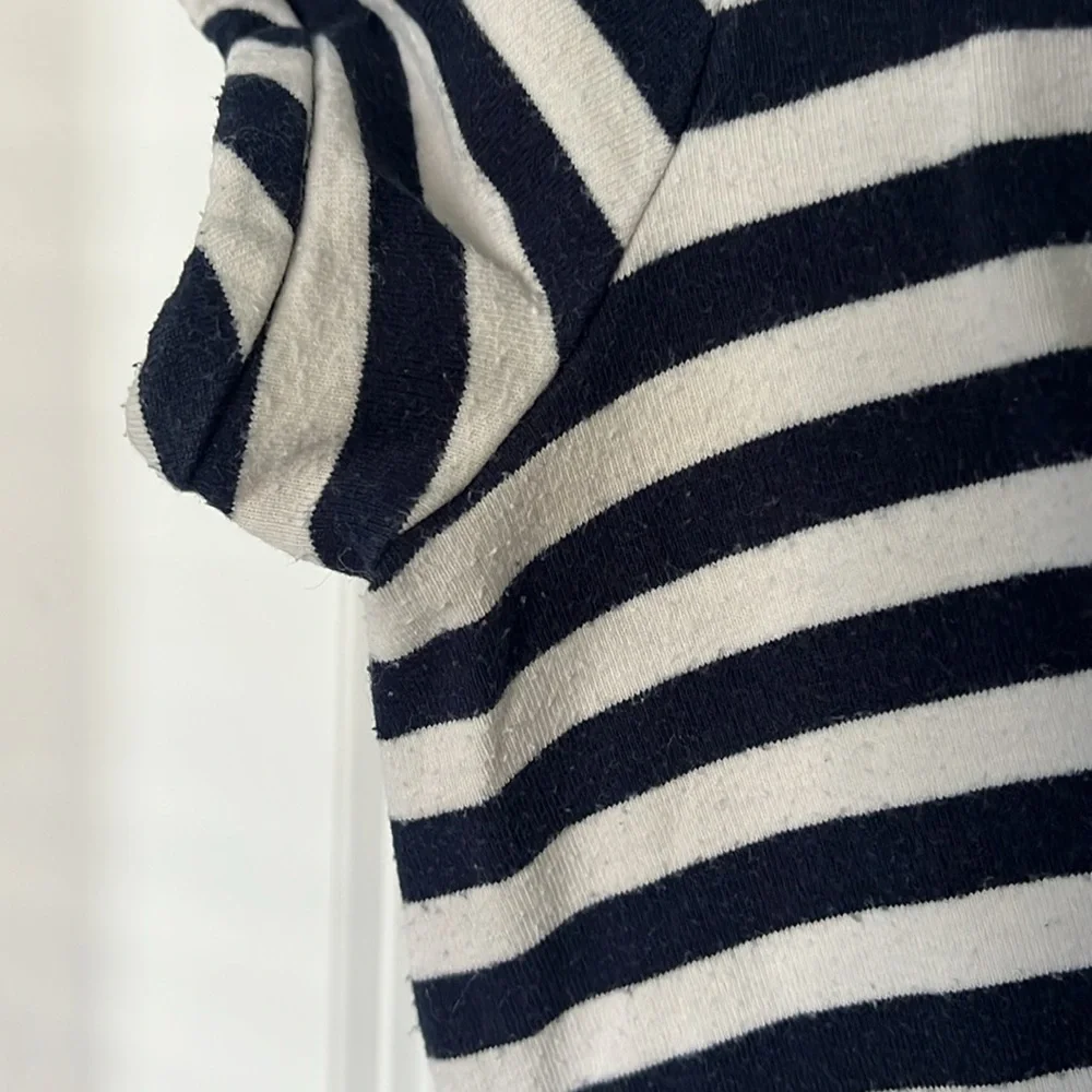 kate spade Black and White Striped Mini Dress with Ruffle Detail